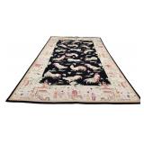 Chinoiserie Needlepoint Rug, Rooster & Grasshopper Motif