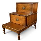 Regency-Style Mahogany Library Steps With Drawers