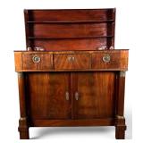 Empire Mahogany Butler's Secretary With Folding Bookcase And Serving Slides