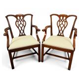 Pair George III Style Mahogany Arm Chairs