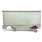 Antique Pine Blanket Chest In Blue Paint