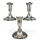 Three Sterling Silver Candlesticks