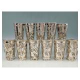 Set Of Mexican Sterling Silver Overlay Liquor Glasses