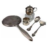 Grouping Of Silver Tableware & Mirror
