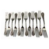Set Of Twelve Art Nouveau Sterling Silver Dinner Forks