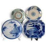 Group Of Four Asian Blue & White Porcelain Dishes