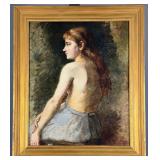 Woman With Gold Earring, Continental School, 19th Century, Oil On Canvas.