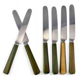 George III Sterling Silver Dessert Knives With Green Stained Bone Handles