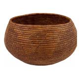 Kumeyaay Coiled Acorn Storage Basket With Bird Motif