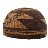 Hupa Native American Basket Hat, Color Reversed Obsidian Blade Pattern