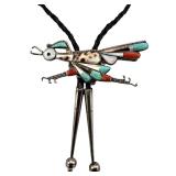Zuni Sterling Silver Roadrunner Bolo Tie