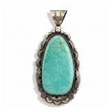 Large Navajo Sterling Silver Turquoise Pendant