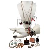Sterling Silver Jewelry Grouping, Many Vintage Mexican Pieces