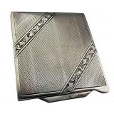 Engraved Art Deco 900 Silver Compact