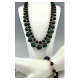 Group of Malachite, Black Onyx and 14K Gold Bead Jewelry