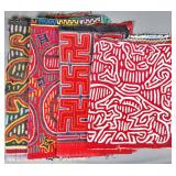 Group of 4 Guna Mola Panels Abstract and Geometric