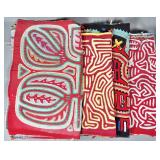 Group of 5 Guna Mola Panels Abstract and Stylized Animal