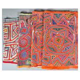 Group of 4 Guna Mola Panels Geometric Abstracts