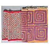 Group of 2 Matched Sets Guna Mola Panels Geometric Spirals and Maze Patterns