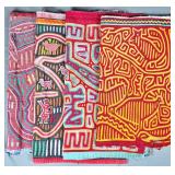 Group of 4 Guna Mola Panels Abstract Birds and Animals