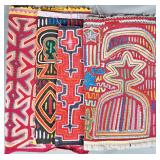 Group of 4 Guna Mola Panels Abstract Geometric