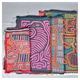 Group of 4 Guna Mola Panels Animals and Birds