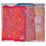 Group of 3 Guna Mola Panels Abstract Geometric Curvilinear
