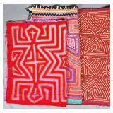 Group of 3 Guna Mola Panels Abstract Geometric Designs