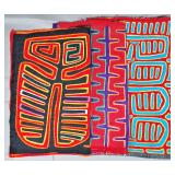 Group of 3 Guna Mola Panels Abstract Geometric Designs