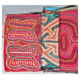 Group of 3 Guna Mola Panels Abstract Geometrics with Sawtooth Details