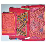Group of 3 Guna Mola Panels Concentric Triangle Geometrics