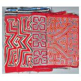 Group of 4 Guna Mola Panels Abstracts