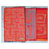 Group of 3 Guna Mola Panels Geometric Abstracts