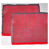 Pair of Guna Mola Panels Concentric Square Labyrinth
