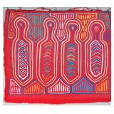 Guna Mola Panel Four Paddles with Chevron Motifs