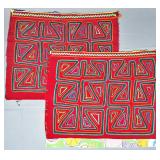 Pair of Guna Mola Panels Abstract Geometric Design