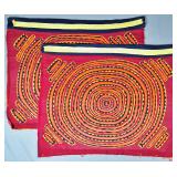 Pair of Guna Mola Panels Concentric Circle Design with Sawtooth Channels