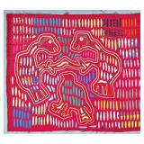 Guna Mola Panel Two Spirit Figures with Bird