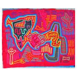 Guna Mola Panel Cat on Map of Panama