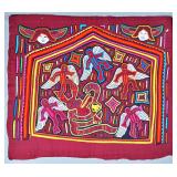 Guna Mola Panel Narrative Scene with Angels and Serpent