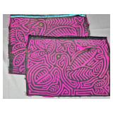 Pair of Guna Mola Panels Large Birds with Herringbone Plumage