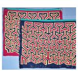 Pair of Guna Mola Panels Interlocking Chevron Pattern