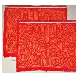 Pair of Guna Mola Panels Symmetrical Botanical