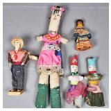 Group of Five Latin American and Seminole Cloth Folk Dolls