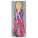 Guna Nuchu Carved Wood Medicine Figure in Layered Textiles with Floral Embroidery