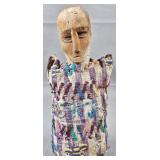 Guna Nuchu Carved Wood Medicine Figure with Embroidered Purple Striped Tunic