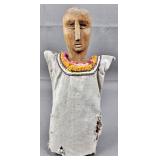 Guna Nuchu Carved Wood Medicine Figure with Embroidered Cotton Tunic