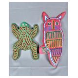 Guna Mola Pair of Frog and Owl Dolls