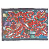 Guna Mola Panel Abstract Botanical with Interlacing Vine Motif