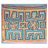 Guna Mola Panel Twin Caimans with Central Star Medallions